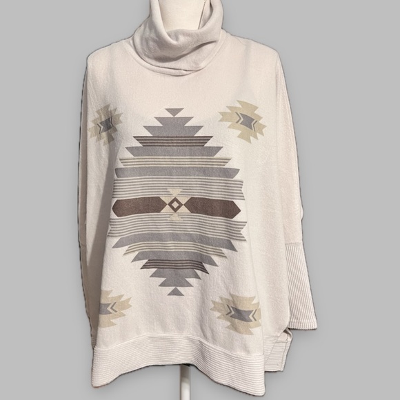 NWT Simply Southern Aztec Turtleneck Cowl Neck Sweater P2P 34” OSFA NWT - Picture 16 of 16
